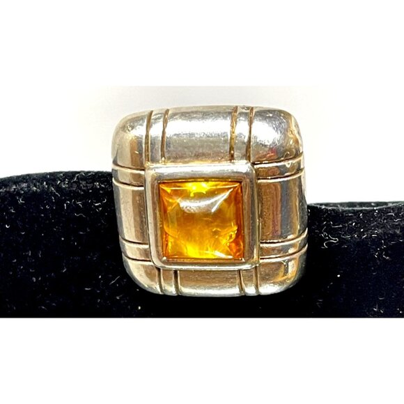 Simon Sebbag Signed .925 Chunky Square Rolled Bold Clips Topaz Center - Picture 4 of 8